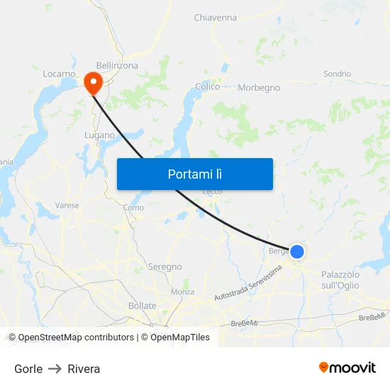 Gorle to Rivera map