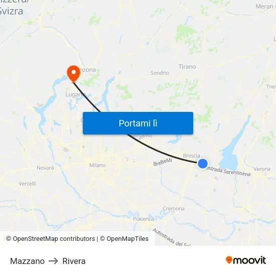 Mazzano to Rivera map