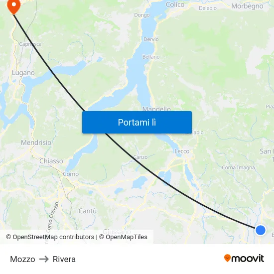 Mozzo to Rivera map