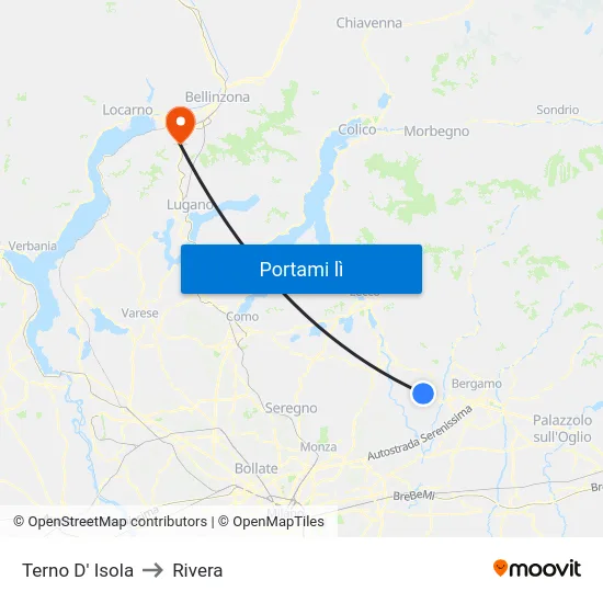 Terno D' Isola to Rivera map