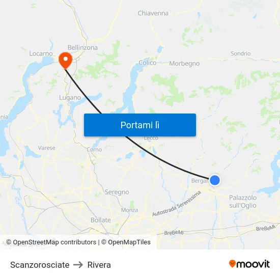 Scanzorosciate to Rivera map