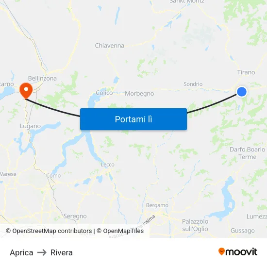 Aprica to Rivera map