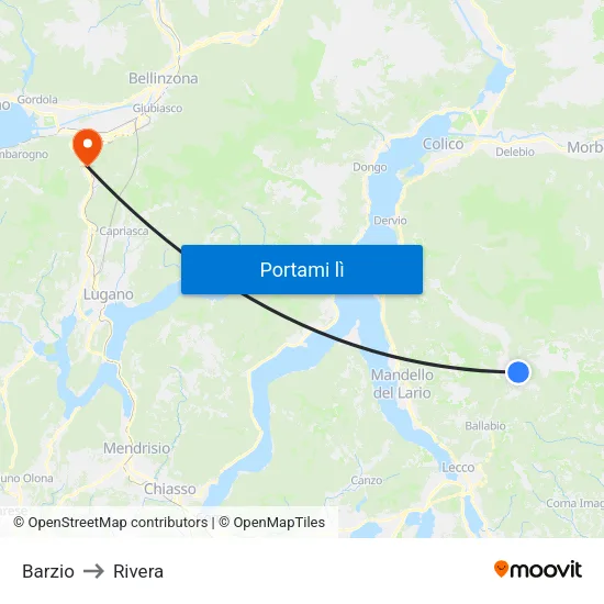 Barzio to Rivera map