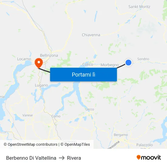 Berbenno Di Valtellina to Rivera map