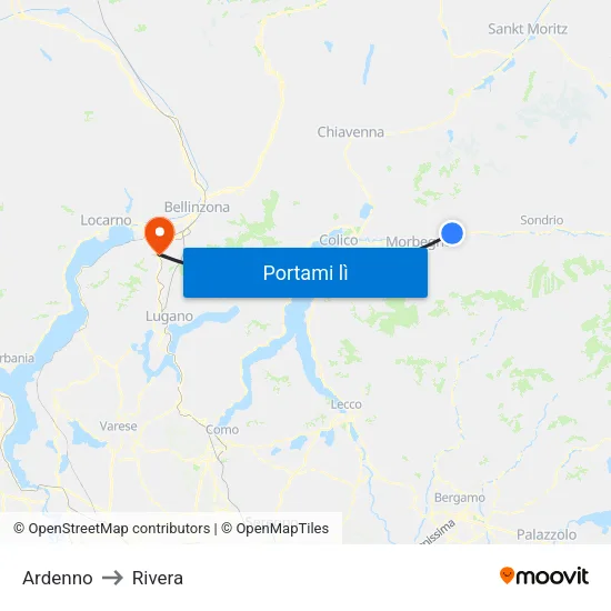 Ardenno to Rivera map