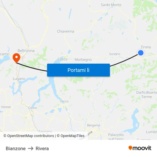Bianzone to Rivera map