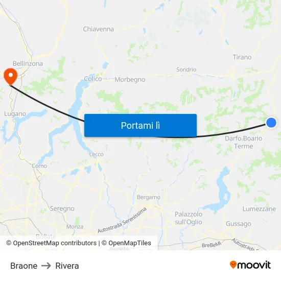 Braone to Rivera map