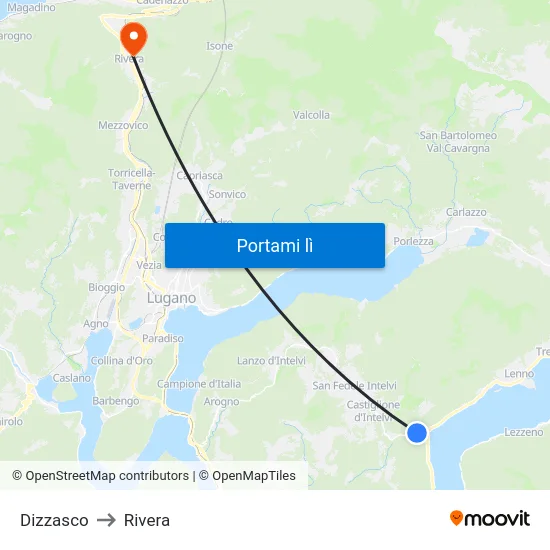 Dizzasco to Rivera map