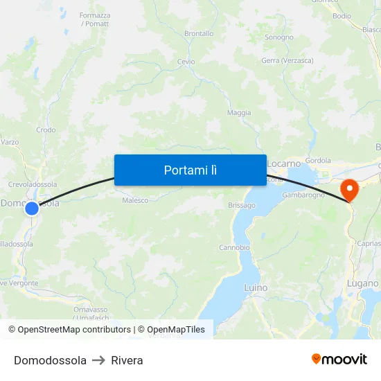 Domodossola to Rivera map