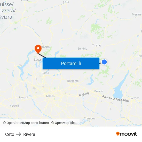 Ceto to Rivera map