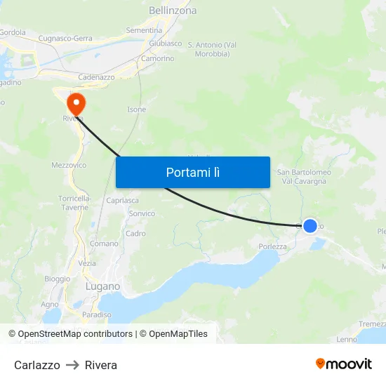 Carlazzo to Rivera map