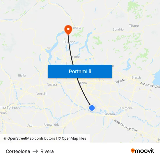 Corteolona to Rivera map