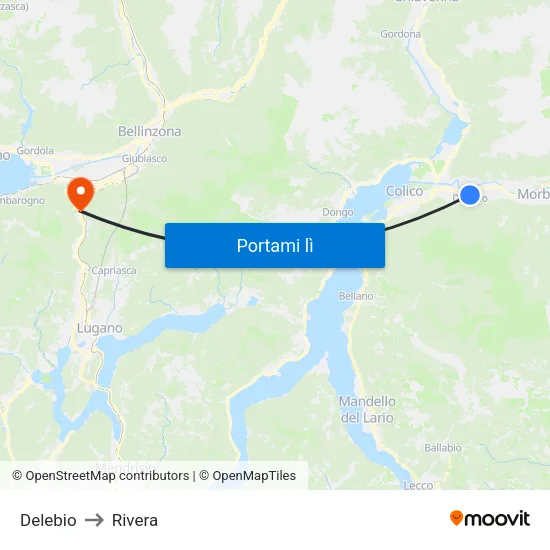 Delebio to Rivera map