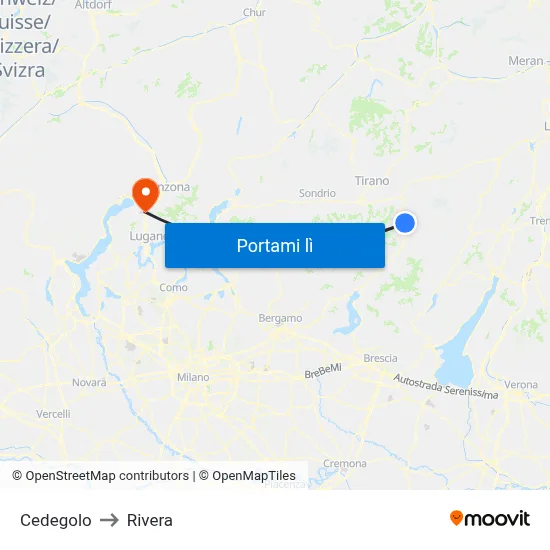 Cedegolo to Rivera map