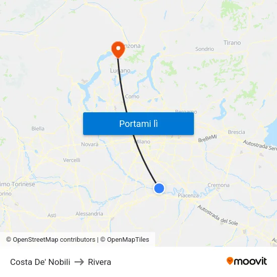 Costa De' Nobili to Rivera map