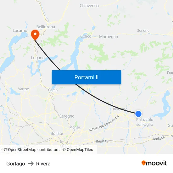Gorlago to Rivera map