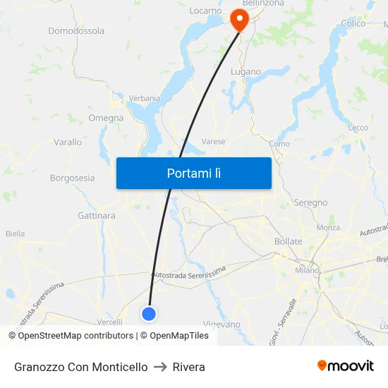 Granozzo Con Monticello to Rivera map