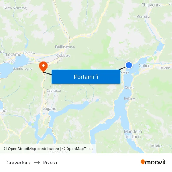 Gravedona to Rivera map