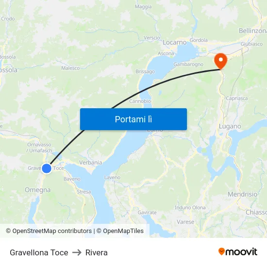 Gravellona Toce to Rivera map