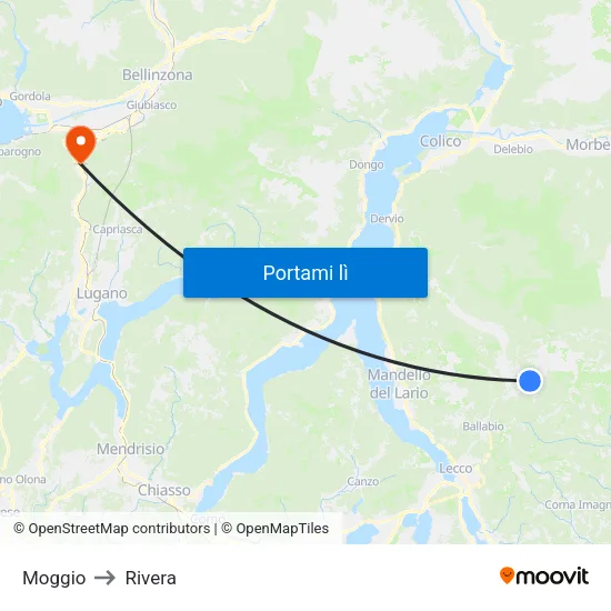 Moggio to Rivera map