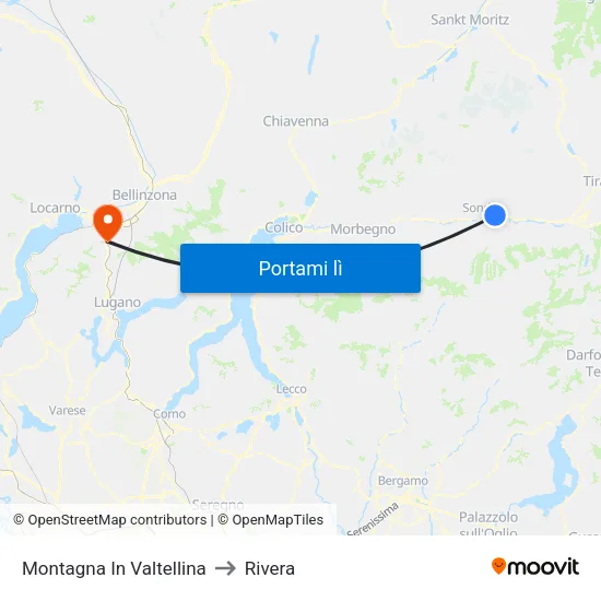 Montagna In Valtellina to Rivera map