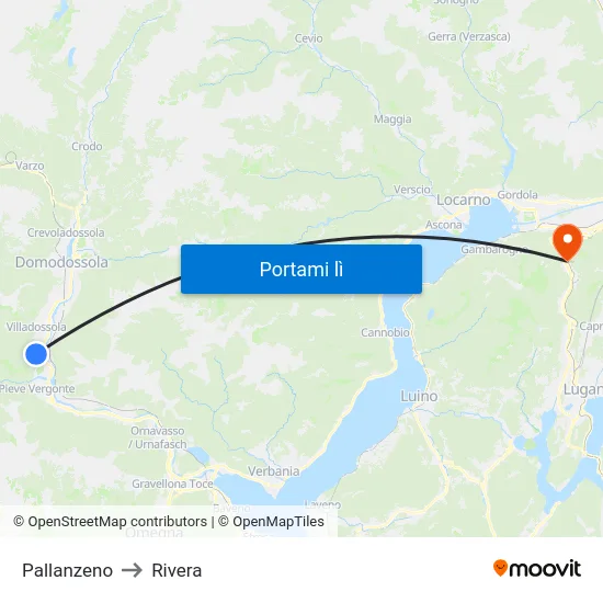 Pallanzeno to Rivera map