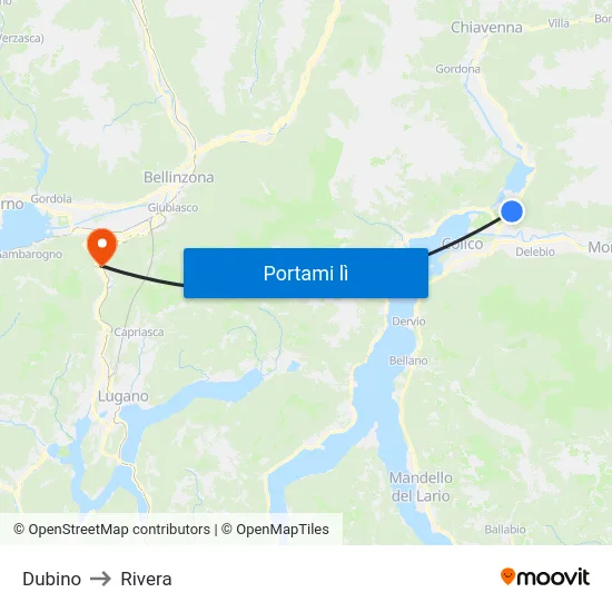 Dubino to Rivera map