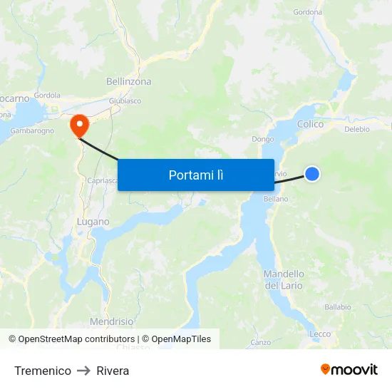Tremenico to Rivera map