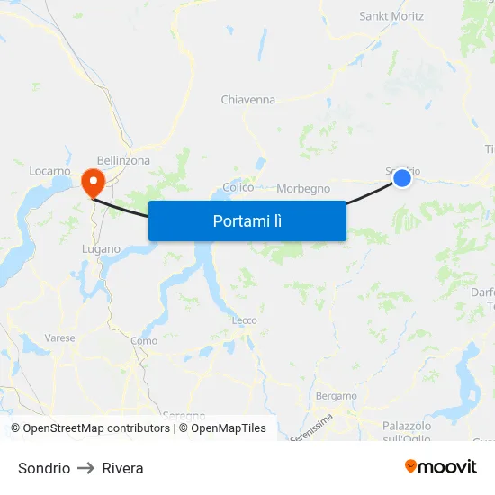 Sondrio to Rivera map