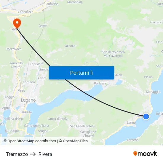 Tremezzo to Rivera map