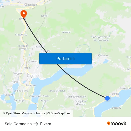 Sala Comacina to Rivera map