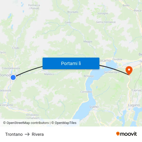 Trontano to Rivera map