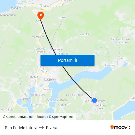 San Fedele Intelvi to Rivera map