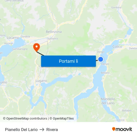 Pianello Del Lario to Rivera map