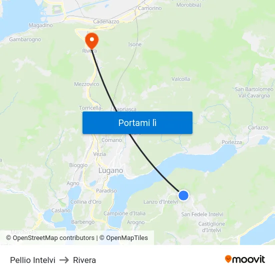 Pellio Intelvi to Rivera map