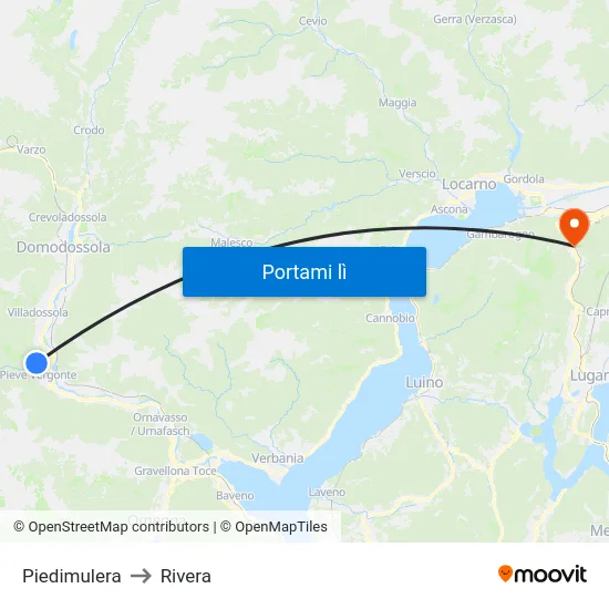 Piedimulera to Rivera map