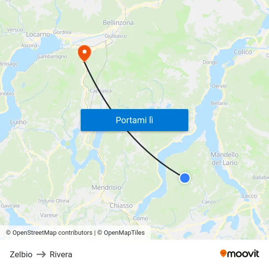 Zelbio to Rivera map