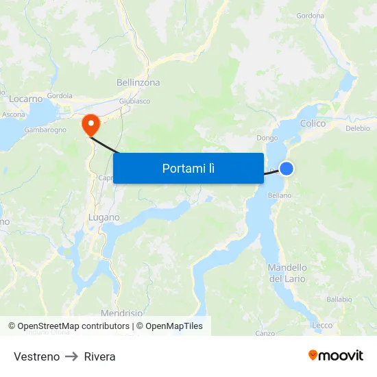 Vestreno to Rivera map