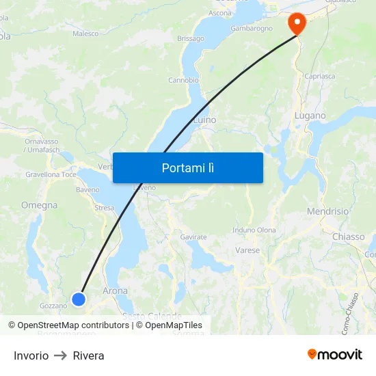 Invorio to Rivera map