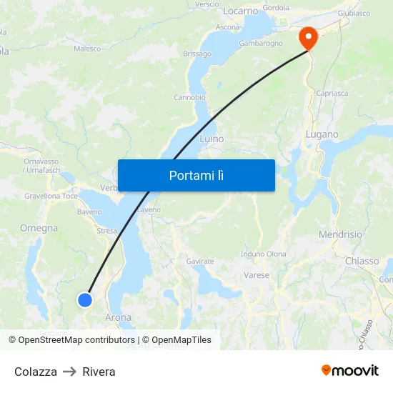 Colazza to Rivera map