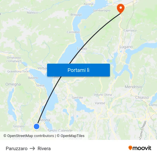 Paruzzaro to Rivera map