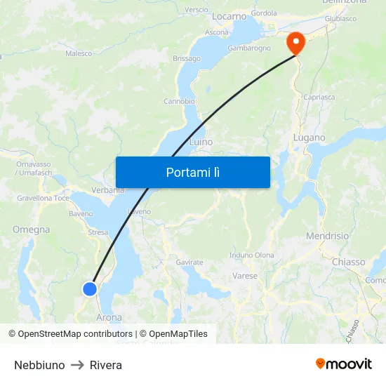 Nebbiuno to Rivera map
