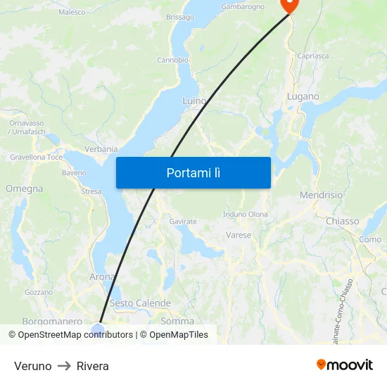 Veruno to Rivera map