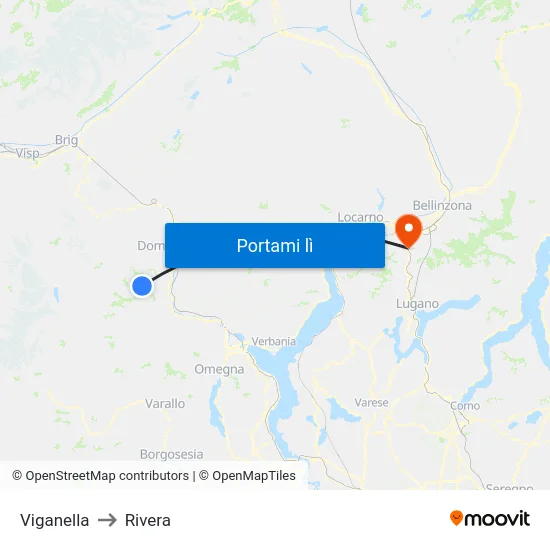 Viganella to Rivera map