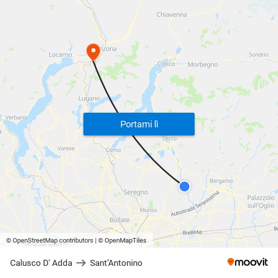 Calusco D' Adda to Sant’Antonino map