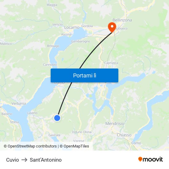 Cuvio to Sant’Antonino map