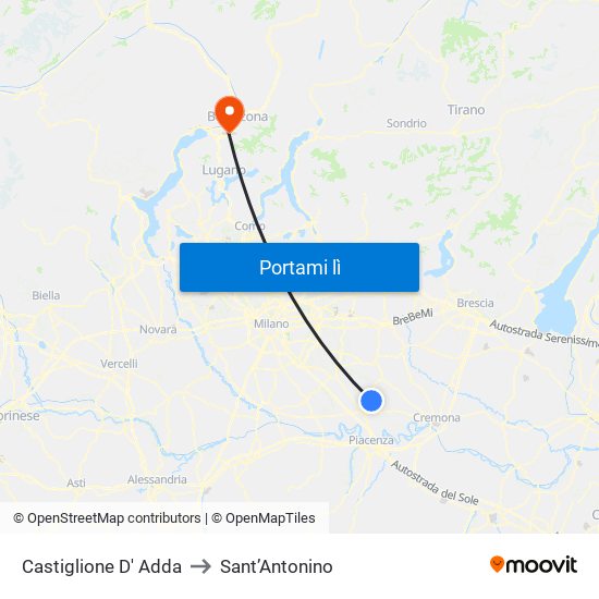 Castiglione D' Adda to Sant’Antonino map