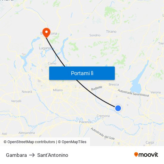 Gambara to Sant’Antonino map