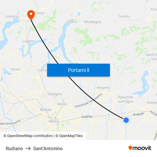 Rudiano to Sant’Antonino map