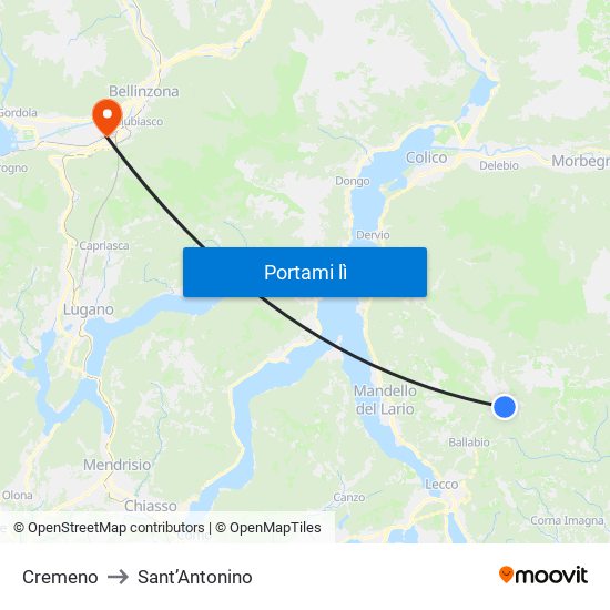 Cremeno to Sant’Antonino map